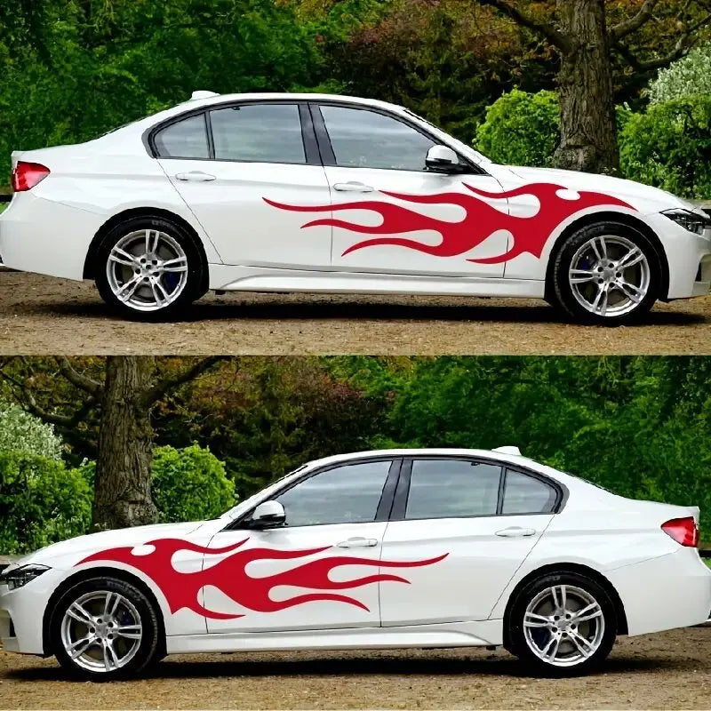4-Piece Flame Stripe Car Door and Body Decal Set