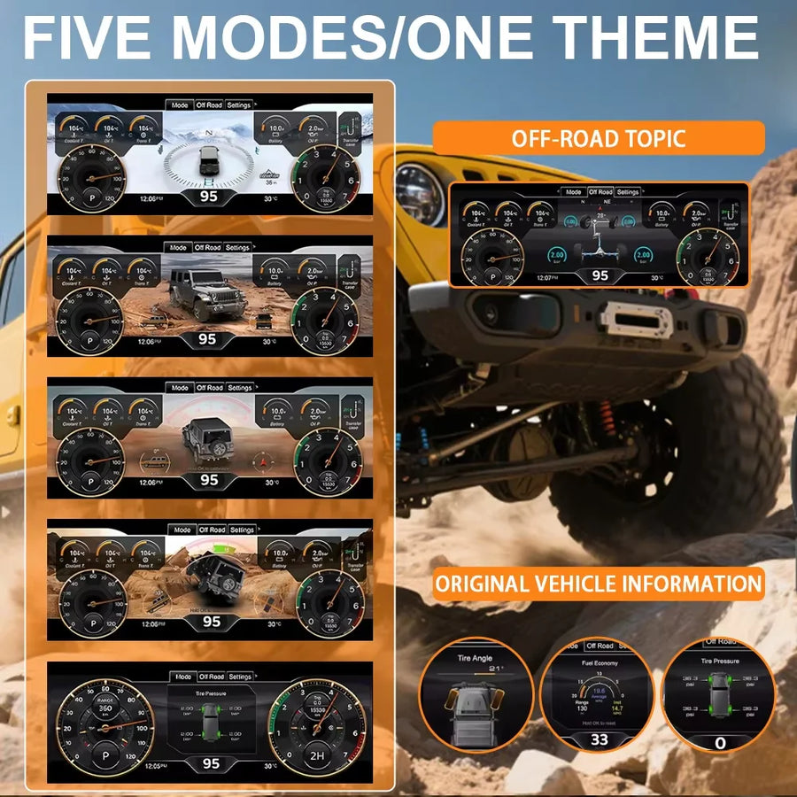 12.3-Inch Digital Gauge Cluster for Jeep Wrangler JK 2007–2010