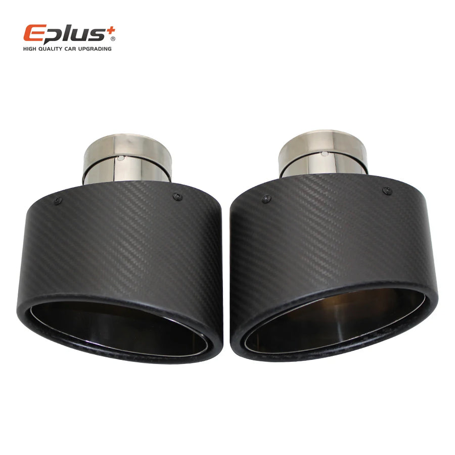 Universal Angled Oval Carbon-Fiber & Stainless Steel Exhaust Tip