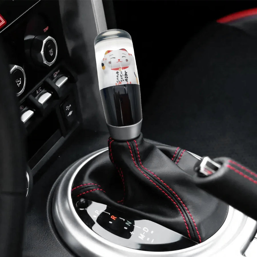Lucky Cat Resin Manual Shift Knob with Thread Adapters