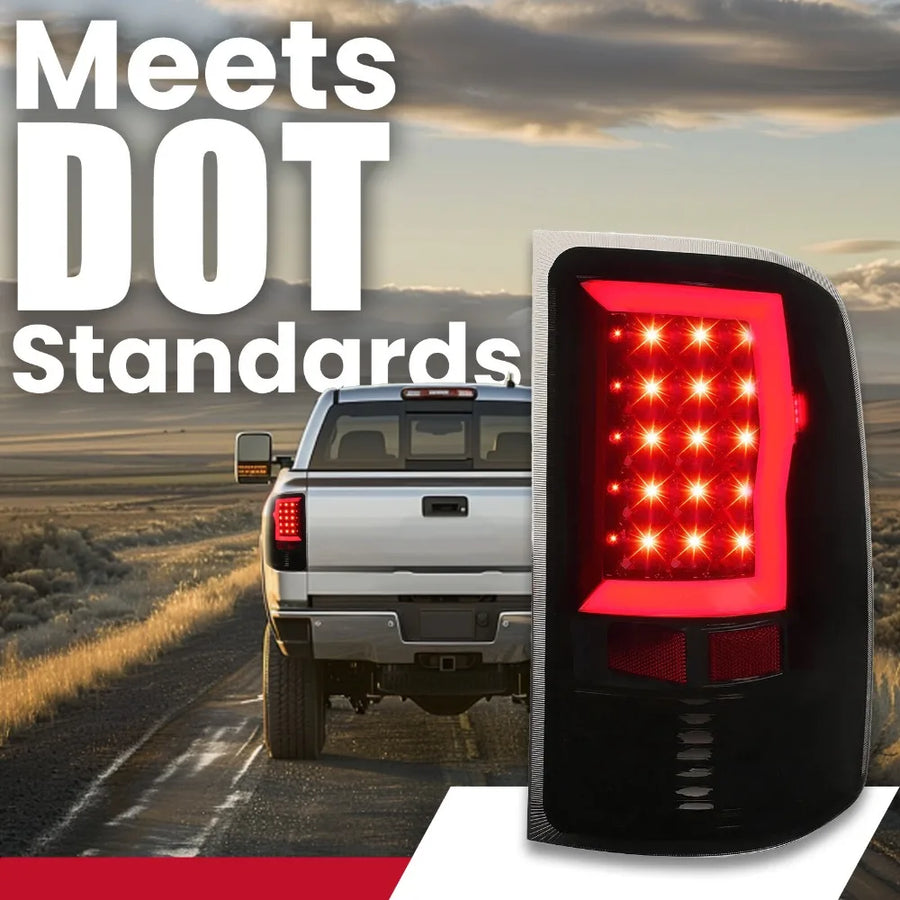 Black LED Tail Light Assembly Set for 2007–2014 GMC Sierra 1500