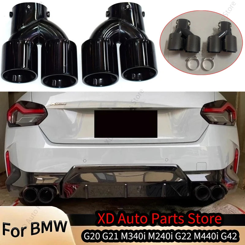 Y-Shaped Dual-Outlet Exhaust Muffler for BMW M240i/M340i/M440i