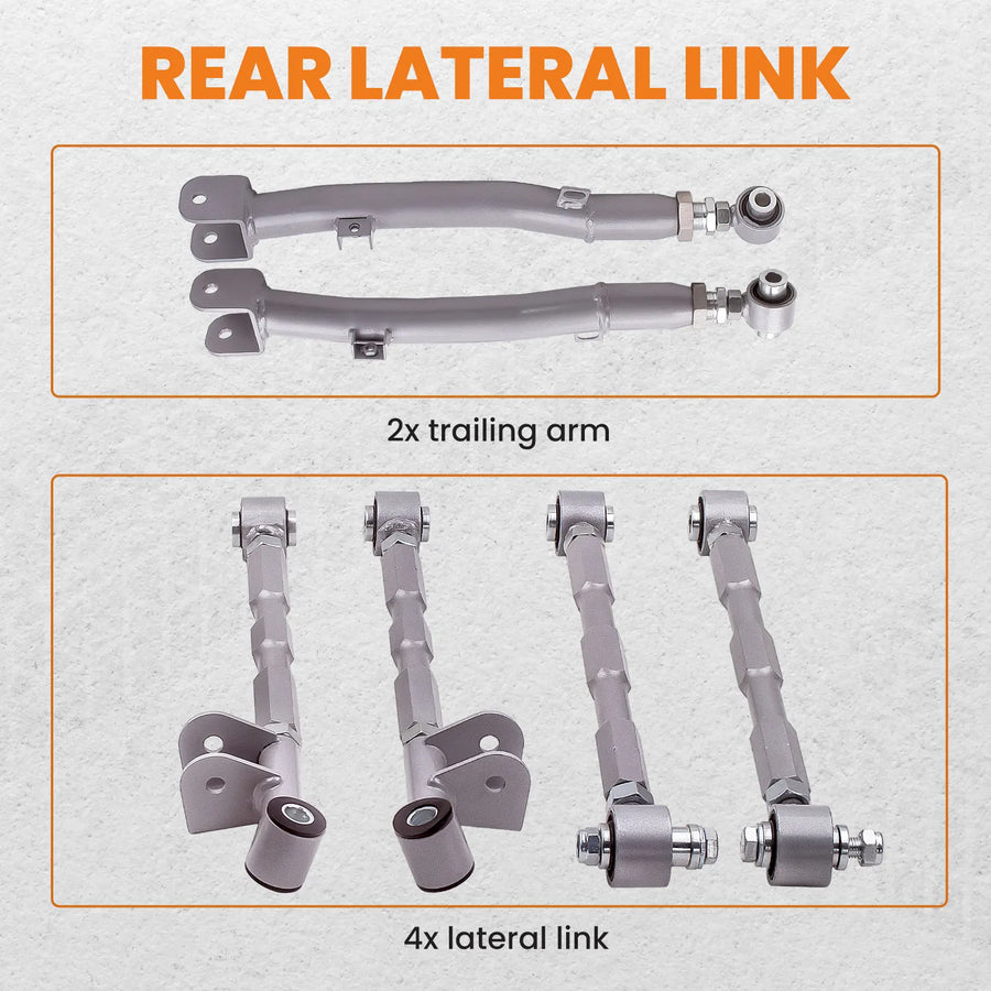 Rear Full Adjustable Lateral Link Traling Arm 6 Link Kit for Subaru Impreza Wrx Rear Suspension Adjustable for Sti Gda 2002-2007
