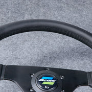 Spoon Sports-Style 350 mm Black-Spoke Leather Steering Wheel