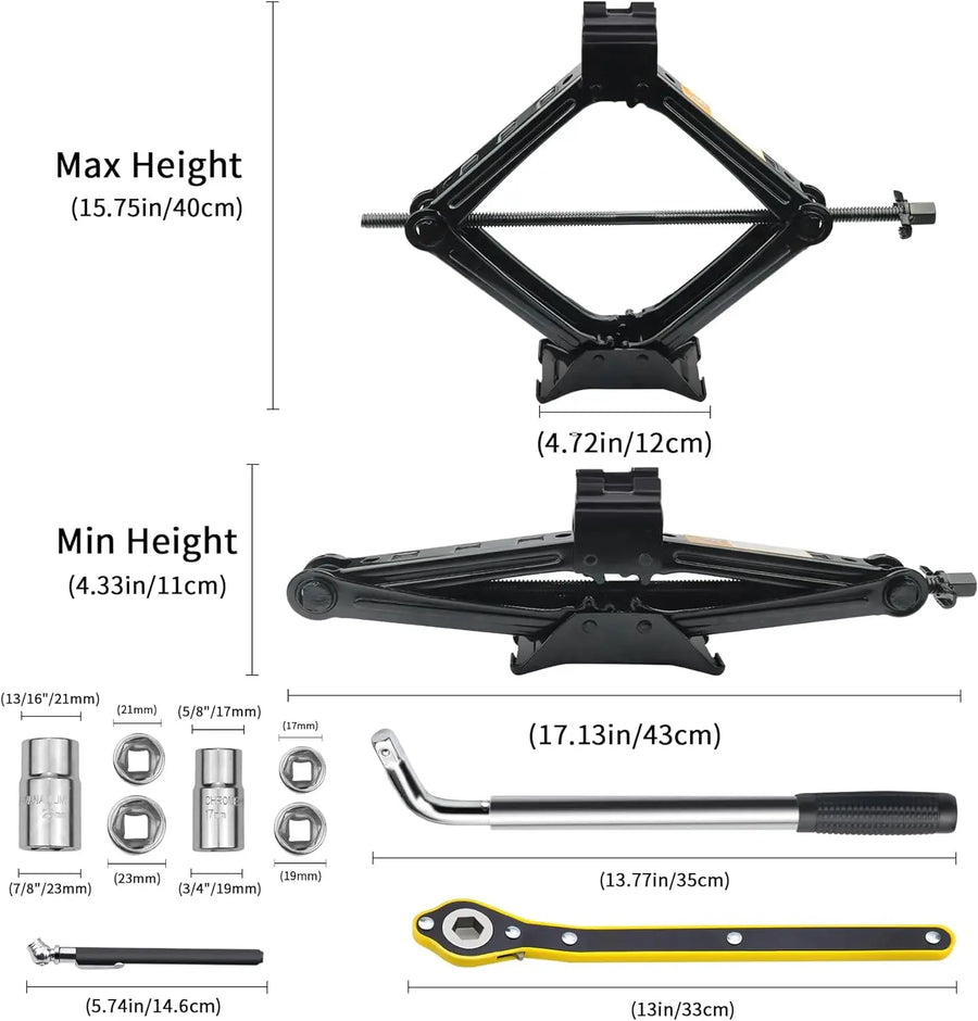 2-Ton Scissor Jack Kit with Lug Wrench