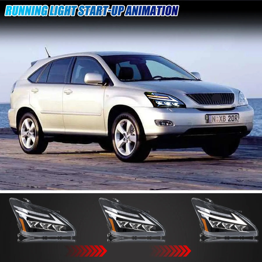 LED Headlight Assembly Pair for Lexus RX330/RX350/RX400h 2004–2009