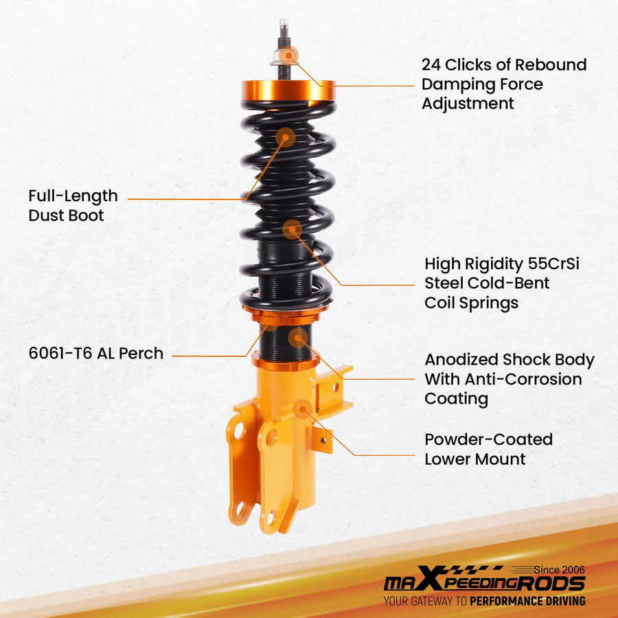 24 Levels Damper Coilover Shock Springs Assembly Kit for Chevrolet Camaro 2010-2015 Suspension Set Shock Absorbers