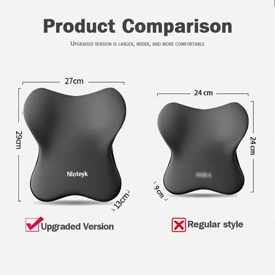 Universal Memory-Foam Car Neck Pillow and Lumbar Support Cushion Set