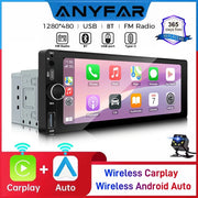 6.86-Inch 1-DIN Wireless CarPlay and Android Auto Car Stereo