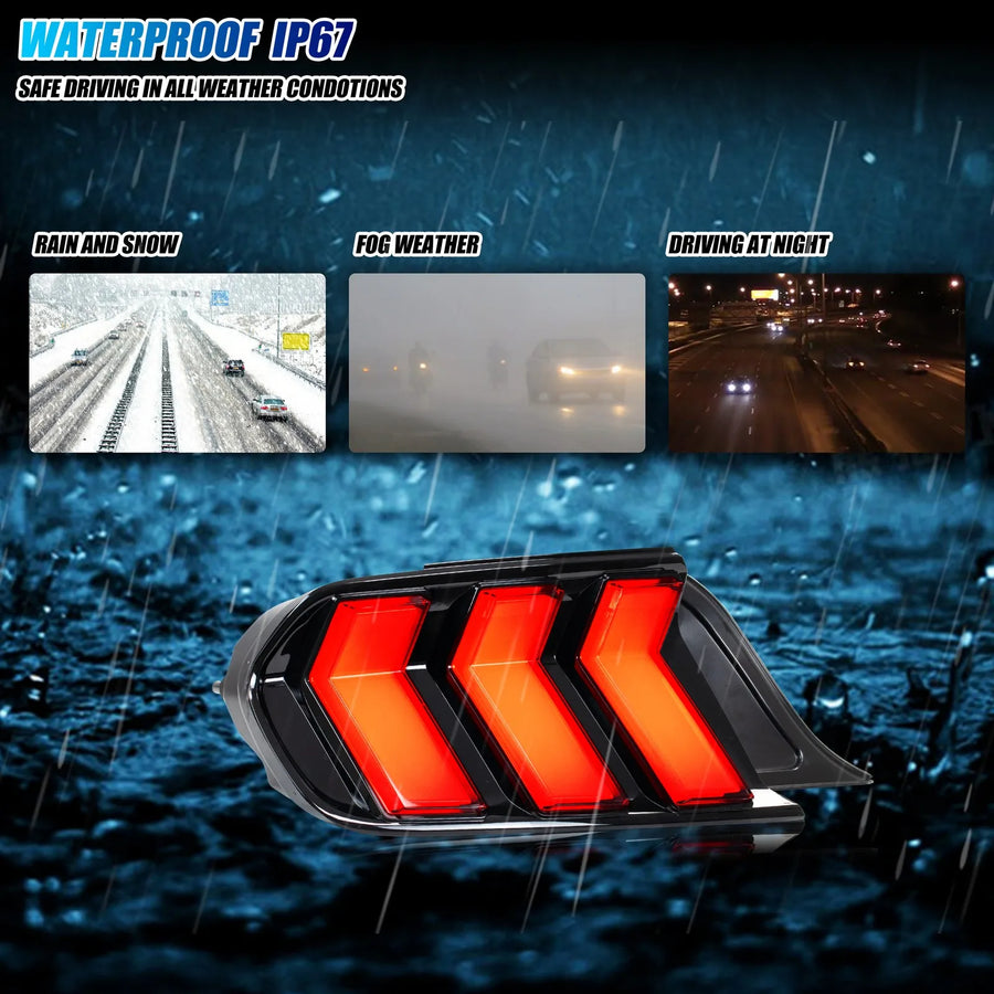 Ford Mustang S550 Euro-Style Sequential LED Tail Light Pair – 2015–2023