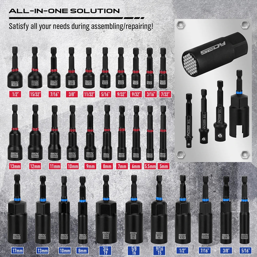 80-Piece Magnetic Nut Driver, Socket Adapter and Bit Set