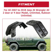 Pocket Rivet-Style Fender Flare Set with LEDs for 2007–2018 Jeep Wrangler JK