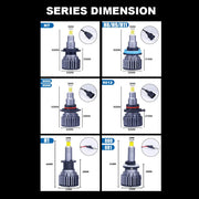 2-Piece H1/H7/H11/H27/9005/9006 LED Headlight Bulb – 6000K, CANBUS