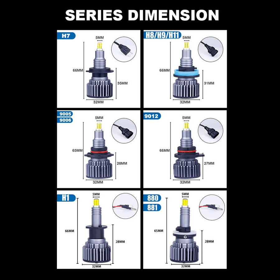 H1/H7/H11/H27/9005/9006 LED Headlight Bulb – 6000K, CANBUS