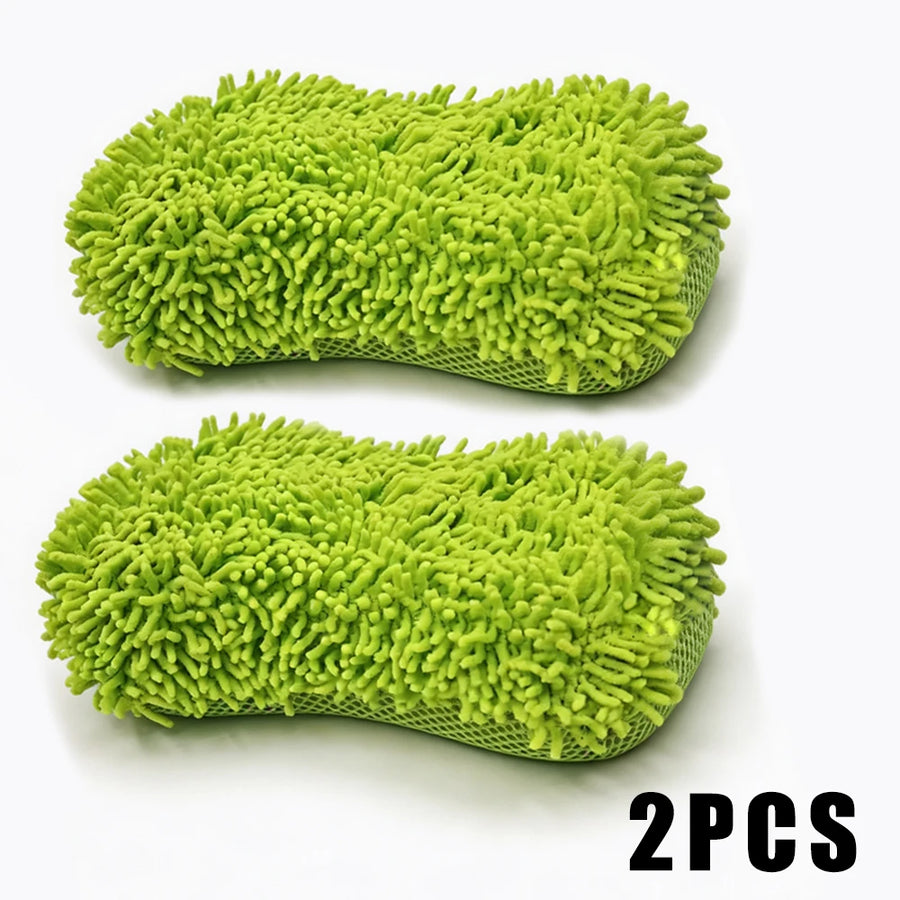 Chenille Microfiber Car Wash Sponges - 2-Pack, 23 x 13 cm
