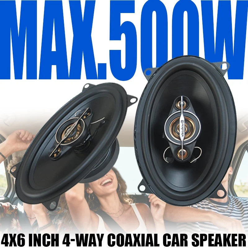 4x6-Inch 500W Coaxial Car Speakers
