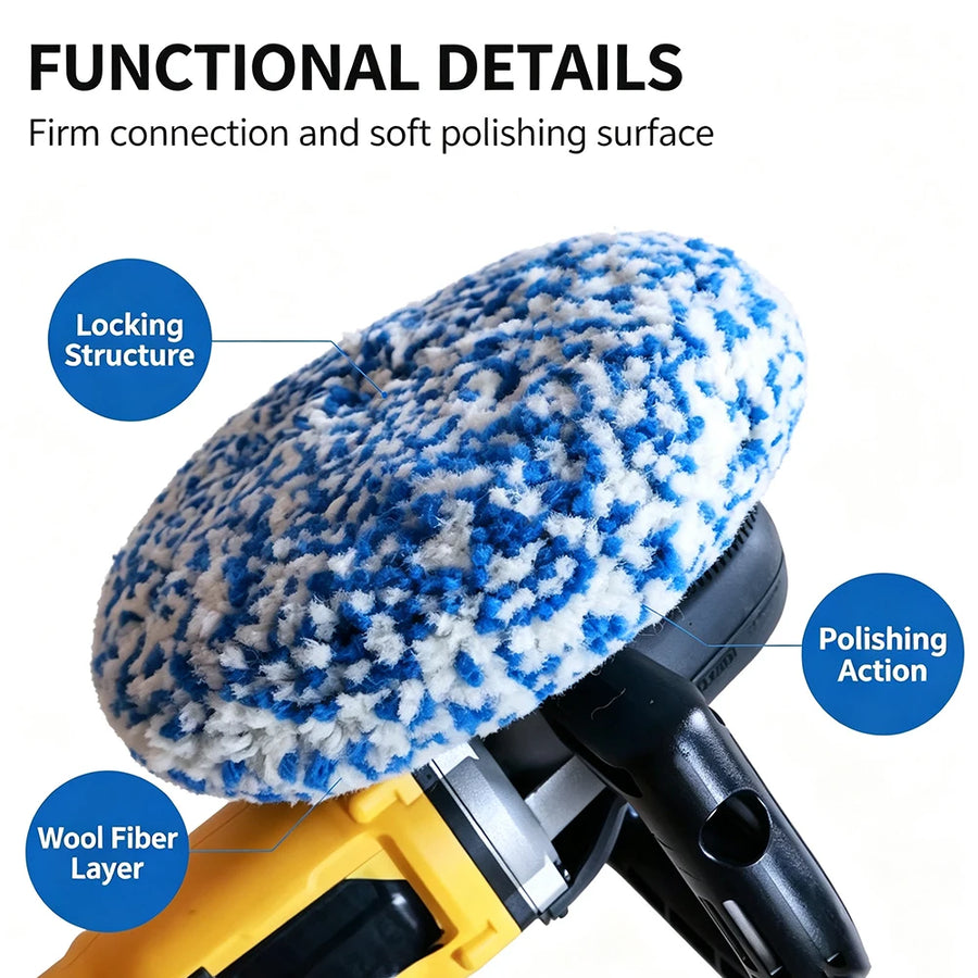 9-Inch Double-Sided Wool Polishing Pad with Threaded Center