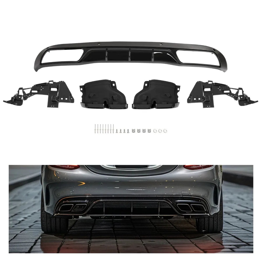 Gloss Black Rear Bumper Diffuser for 2015–2018 Mercedes-Benz W205