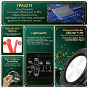 10-Inch 1600W Powered Under-Seat Car Subwoofer with Bass Remote