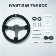 350 mm Deep-Dish Racing Steering Wheel – Red, Yellow or White