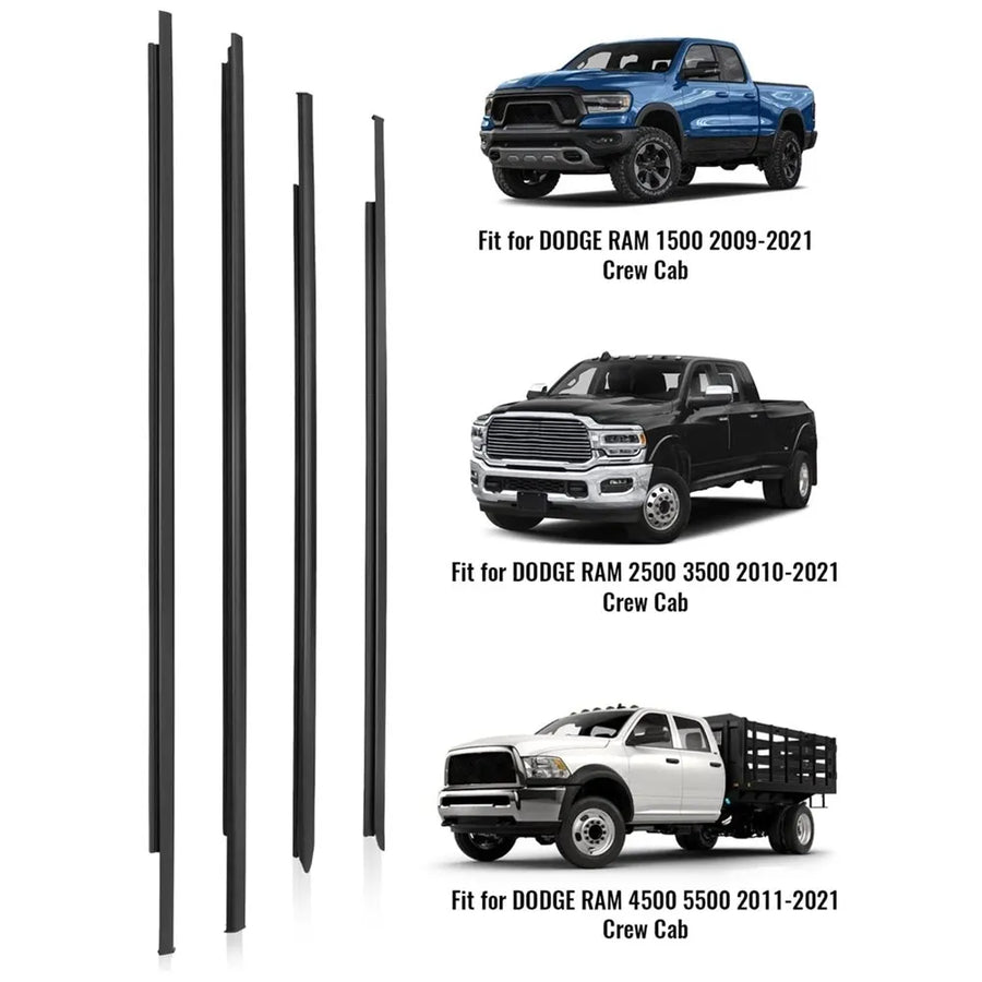 55372139AH 4-Piece Door Outer Belt Weatherstrip for Dodge Ram 1500 2500 3500 4500 5500 2009-2021