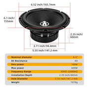 6.5-Inch Carbon-Fiber Mid-Bass Car Speakers