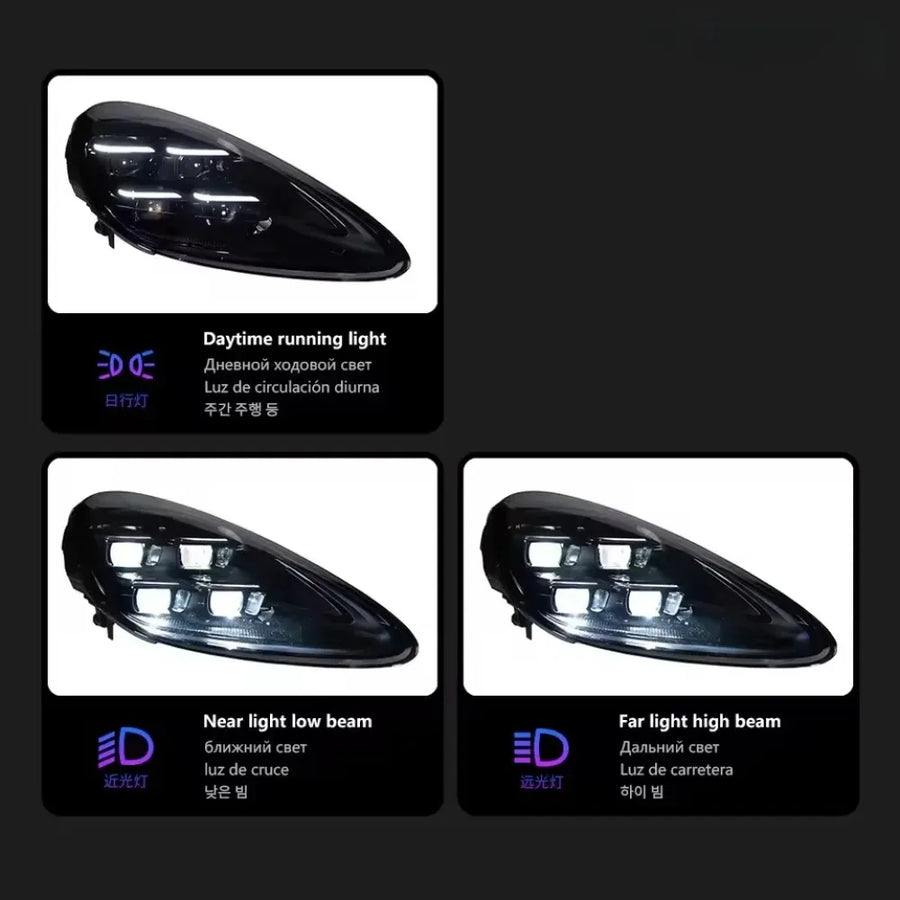 LED Headlight Assembly Set for 2011, 2012, 2013, 2014, 2024 Porsche Cayenne