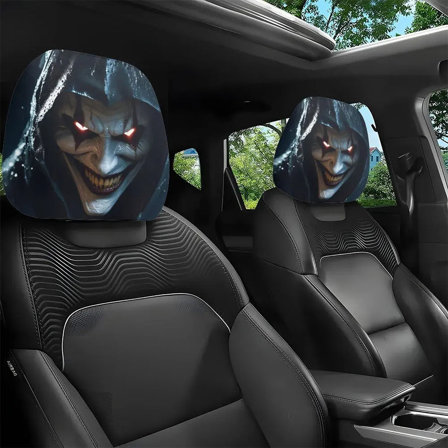 2-Piece Dark Clown Car Headrest Covers – Universal Horror Decor