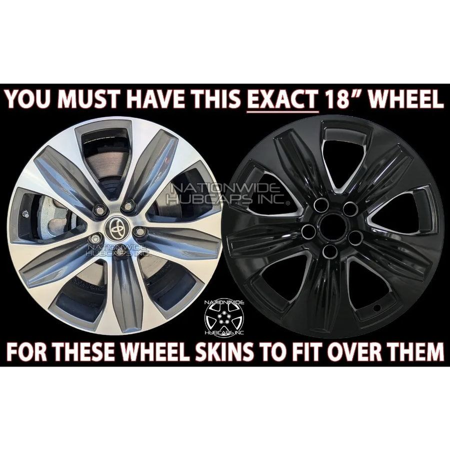 Black Wheel Skin & Hub Cap Set for 2020–2025 Toyota Highlander