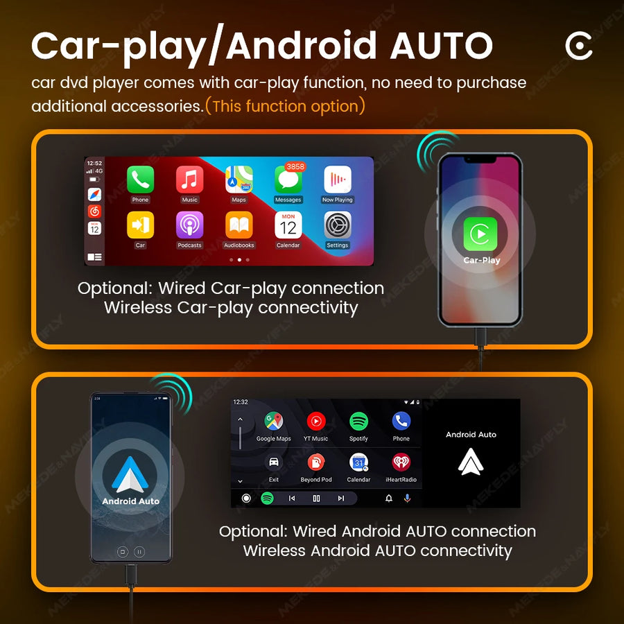 6.86-Inch 1-DIN Wireless CarPlay and Android Auto Car Stereo with SWC Support