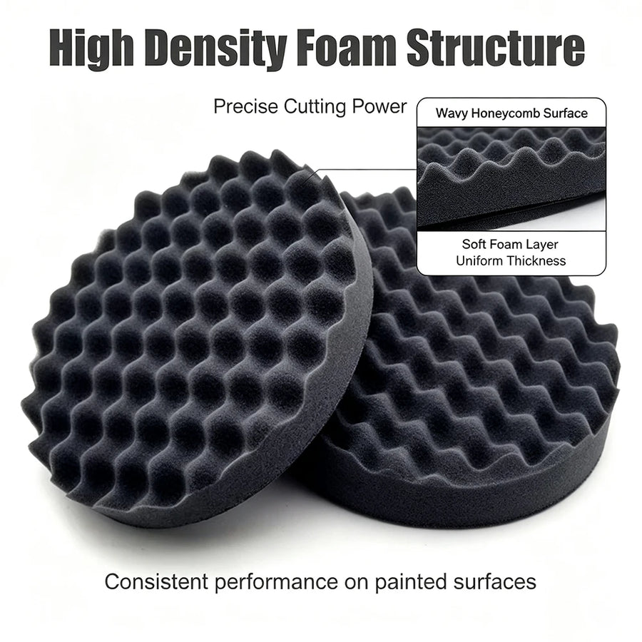 7-Inch Wavy Foam Car Polishing Pads - 2-Pack