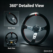 350 mm Deep-Dish Racing Steering Wheel – Leather or Suede