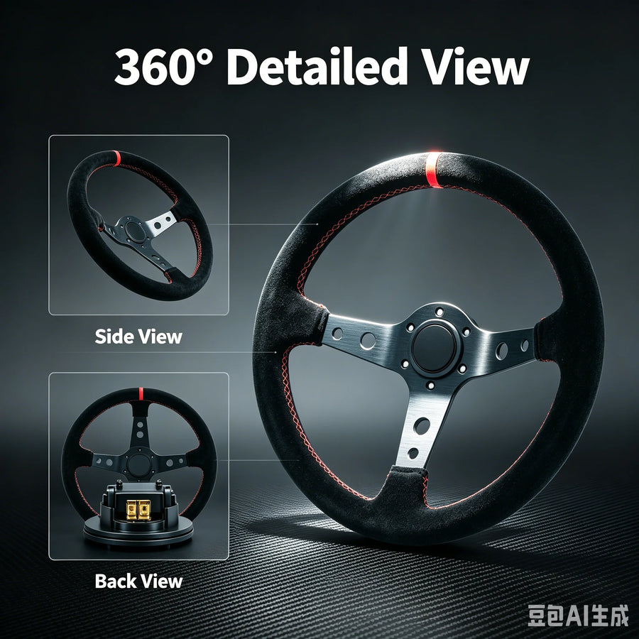 350 mm Deep-Dish Racing Steering Wheel – Leather or Suede