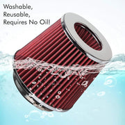 3" Red 76mm Dry Air Filter Inlet Cold Air Intake Cone Quality