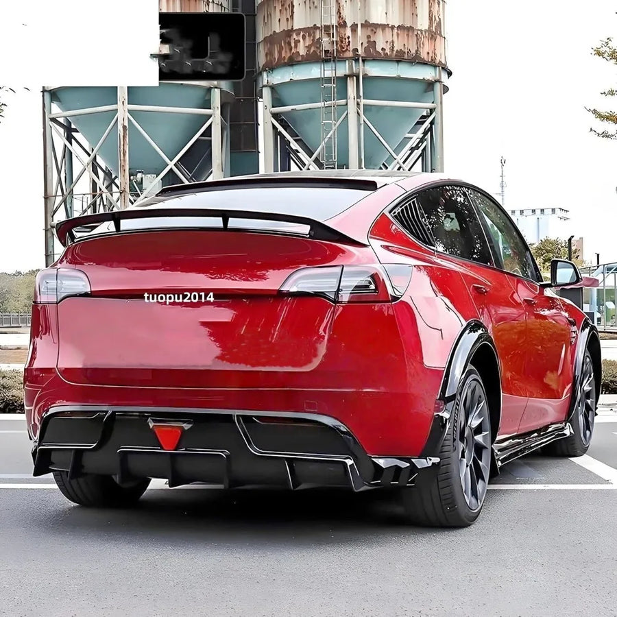 Double-Deck Gloss Black Trunk Spoiler for 2020–2024 Tesla Model Y