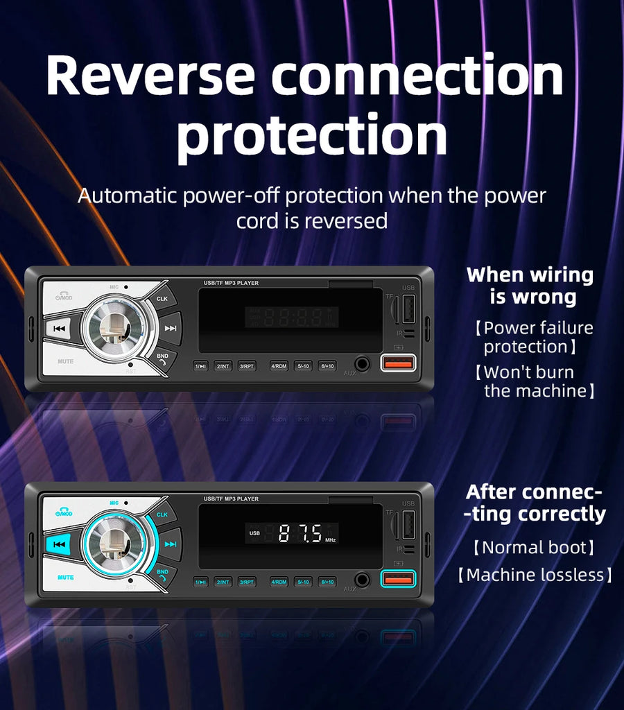 1-DIN Bluetooth MP3 Car Stereo with FM, USB, AUX and TF Card