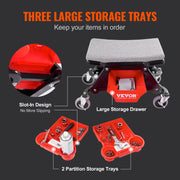 300 Lb Rolling Mechanic Seat with Tool Trays and Drawer