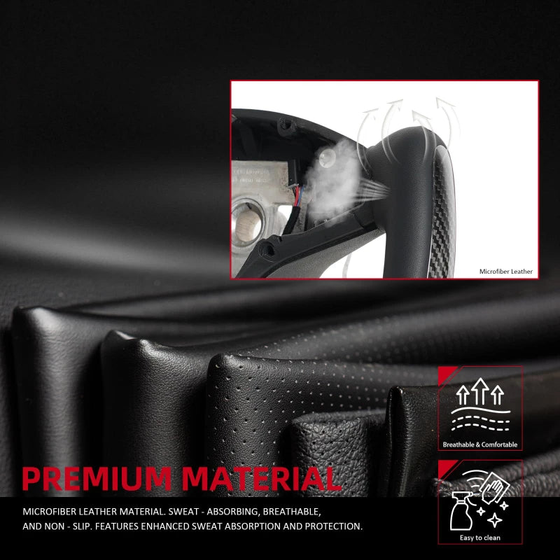 350 mm Heated Nappa-Leather Yoke Steering Wheel for Tesla Model S/X – 2014–2023