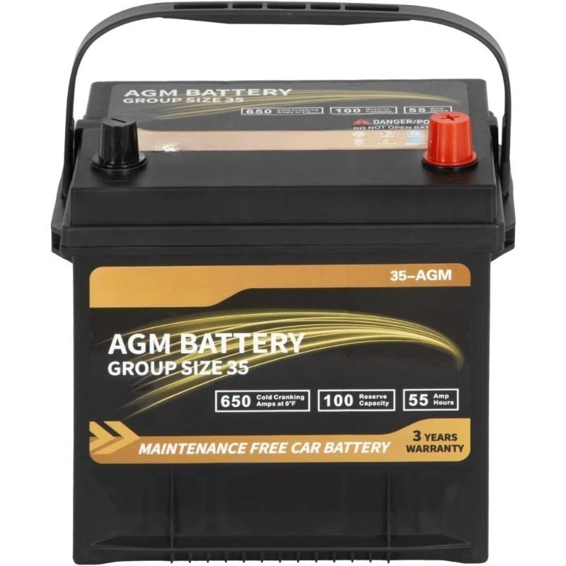 Group 35 12V 55Ah AGM Automotive Battery - 650 CCA