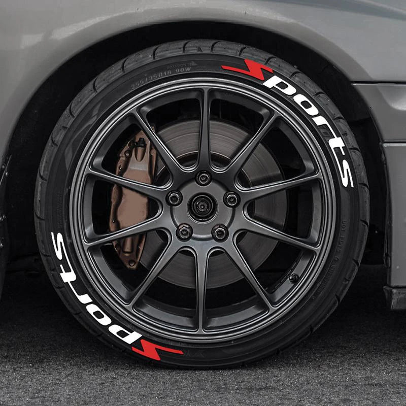 Sports Alphabet Pvc Car Tire Decals Tire Automotive Decorative Accessories Stylish Wheel Waterproof Stickers Adhesive-Free