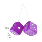 Pair of Retro Plush Fuzzy Dice Rearview Mirror Ornaments