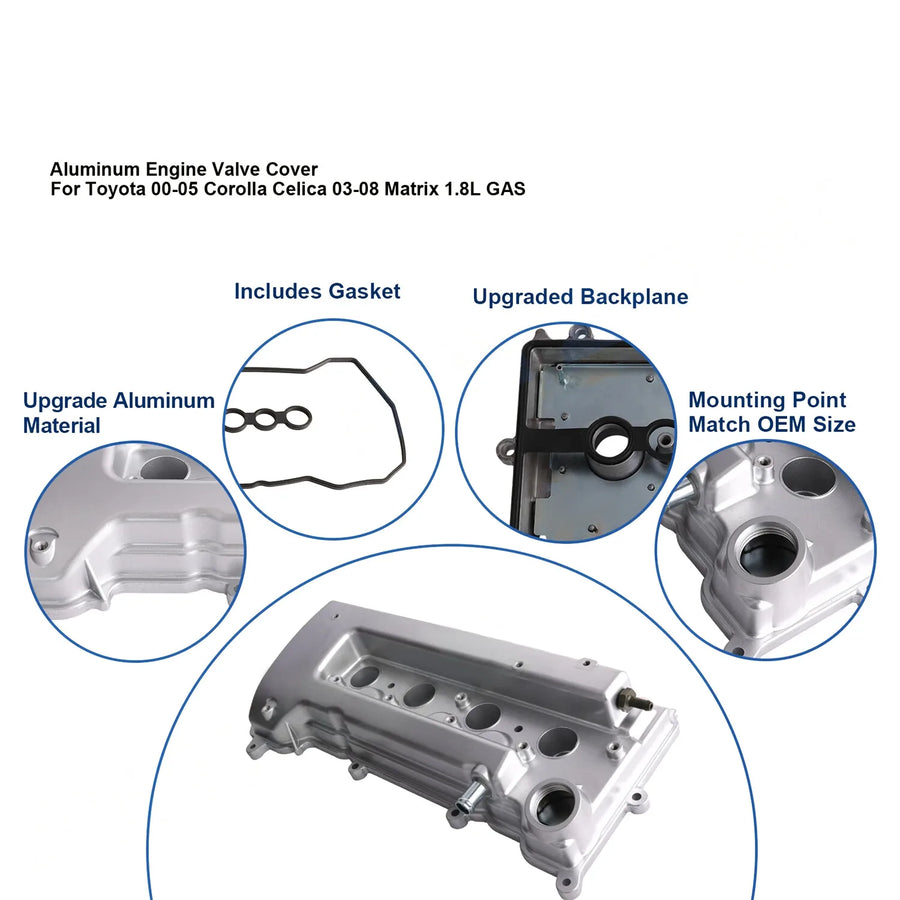 Aluminum Valve Cover with Gasket for Toyota 2000-2005 MR2 Spyder Celica 2003-2008 Matrix 2000-2006
