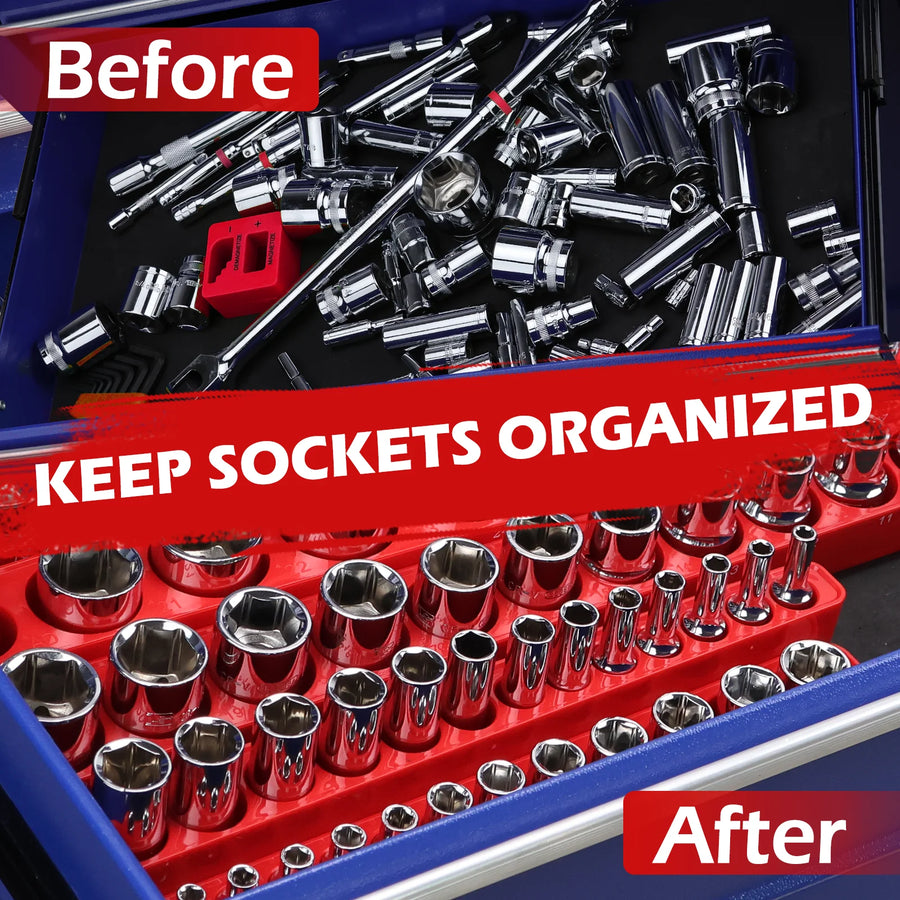 2-Piece Magnetic Socket Organizer Set for 1/4-Inch Drive Sockets