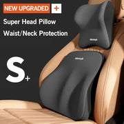 Universal Memory-Foam Car Neck Pillow and Lumbar Support Cushion Set