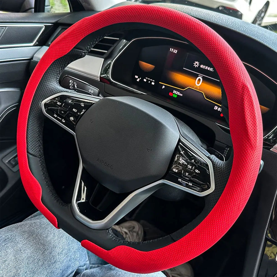 Universal D-shaped Leather Car Steering Wheel Cover