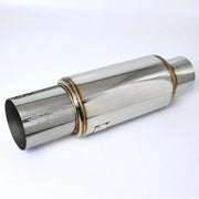 HKS Universal Stainless Steel Straight-Through Exhaust Muffler – 2, 2.5 or 3-Inch Inlet, 3.5-Inch Tip