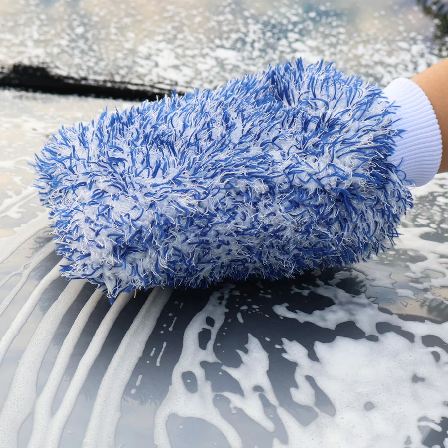Blue Dual-Sided Microfiber Car Wash Mitt