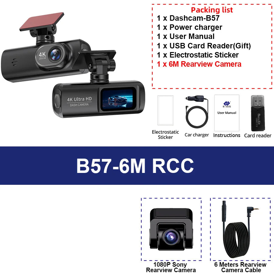 4K Dual Dash Cam with Wi-Fi App Control