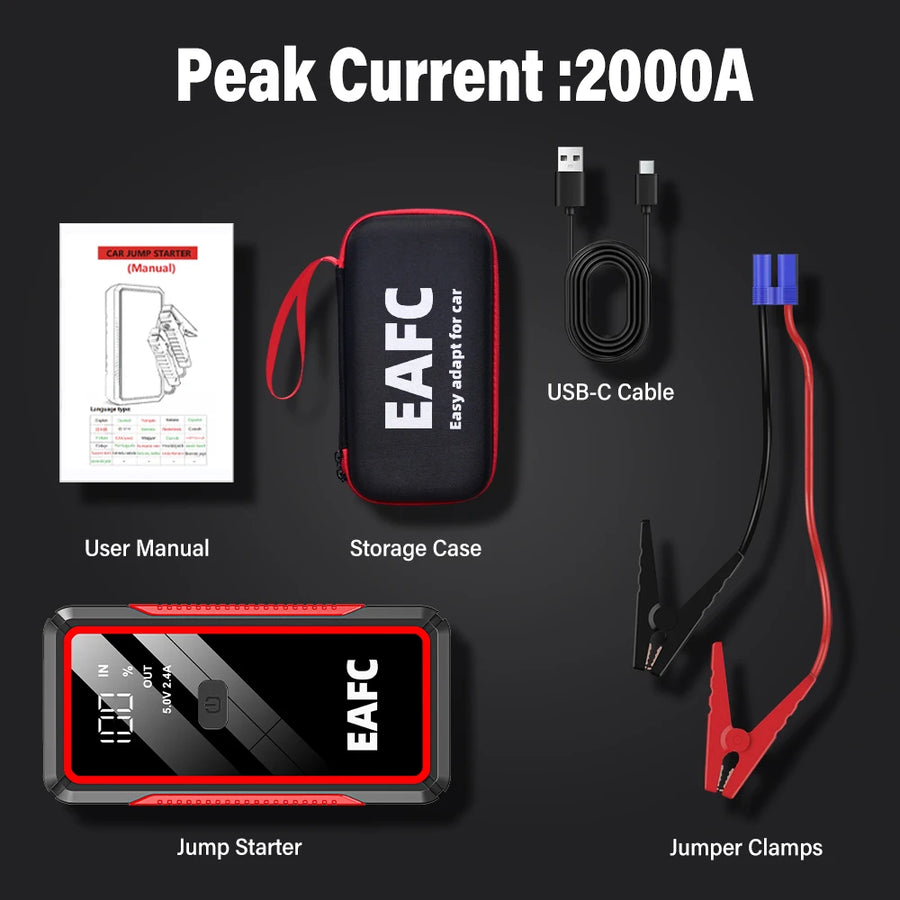 600A-2000A 12V Portable Car Jump Starter and Power Bank