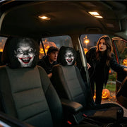 2-Piece Evil Clown Cracked Print Car Headrest Cover Set